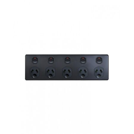 Puma - 5 Gang Fixed Power Point Double Pole 10A 250V  Matt Black  x15 - PUBIG5MBK