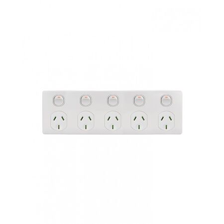 Puma - 5 Gang Fixed Power Point Double Pole 10A 250V  Matt White x15 - PUBIG5MW