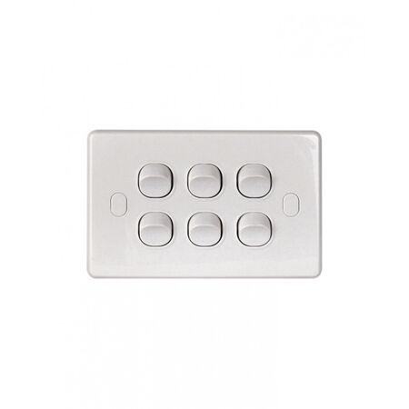 Switch Horizontal 6 Gang 10AX/16A 250V Vandal Proof  x5 - PUSW6GVP