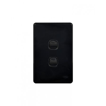 Puma - Switch Vertical 2 Gang, 10AX/16A 250V~  Black x10 - PUSWV2GBK