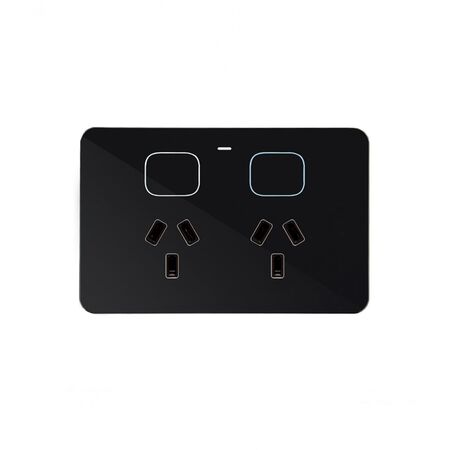 Senoa -u00a0Power Point Switched 2 Gang 10A 250V~  Black x1 - SENPPBK