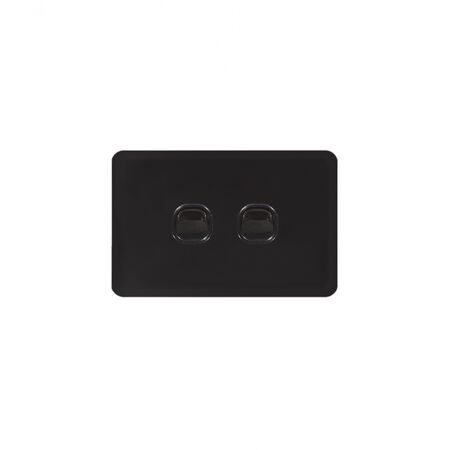 Senoa Simple -u00a0Switch Glass Front Horizontal 2 Gang 16AX/20A 250V  Black x10 - SENSW2GBK