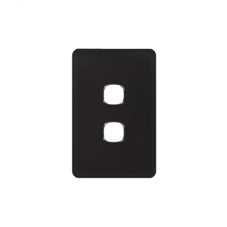Senoa Simple -u00a0Switch Plate Vertical 2 Gang (Less Mech)  Black  x10 - SENSWPV2GBK