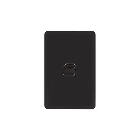 Senoa Simple -u00a0Switch Glass Front Vertical 1 Gang 16AX/20A 250V  Black x10 - SENSWV1GBK