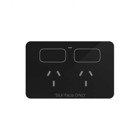 Senoa Accessibility Double Power Point 10A 250V  Silk Facia Upgrade - Black x1 - SNASGSFPBK
