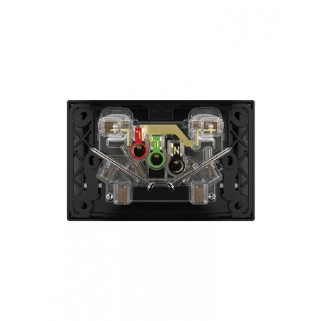 Snow Leopard - Power Point Switched 2 Gang 10A 250V~, White Cover, White Grid  Black/Black x10 - SNPP2GBB