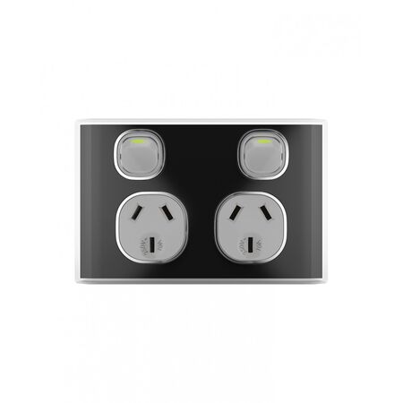 Snow Leopard - Power Point Switched 2 Gang 10A 250V~, White Cover, White Grid  White/White x10 - SNPP2GWW