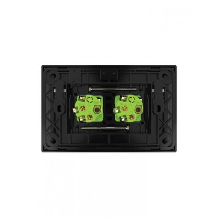 Snow Leopard - Switch Horizontalu00a02 Gang 16AX/20A 250V~, White Cover, White Grid  Black/Black x10 - SNSW2GBB
