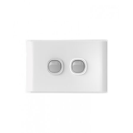 Snow Leopard - Switch Horizontalu00a02 Gang 16AX/20A 250V~, White Cover, White Grid  White/Silver x10 - SNSW2GWS