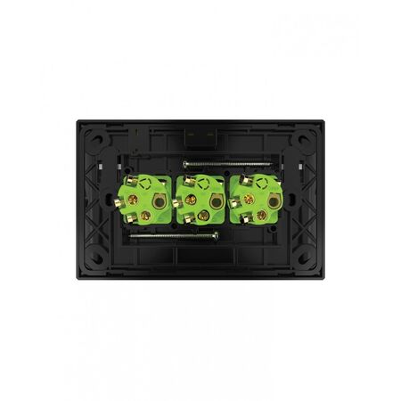 Snow Leopard - Switch Horizontalu00a03 Gang 16AX/20A 250V~, White Cover, White Grid  Black/Black x10 - SNSW3GBB