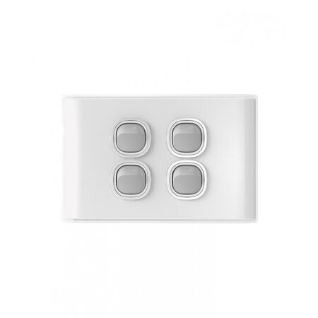 Snow Leopard - Switch Horizontalu00a04 Gang 16AX/20A 250V~, White Cover, White Grid  White/Silver x10 - SNSW4GWS
