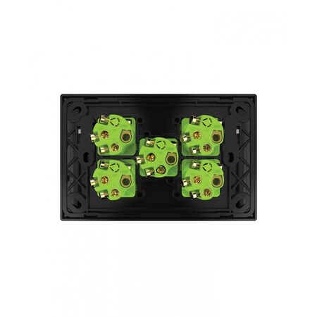 Snow Leopard -u00a0Switch Horizontalu00a05 Gang 16AX/20A 250V~, White Cover, White Grid  Black/Black x5 - SNSW5GBB