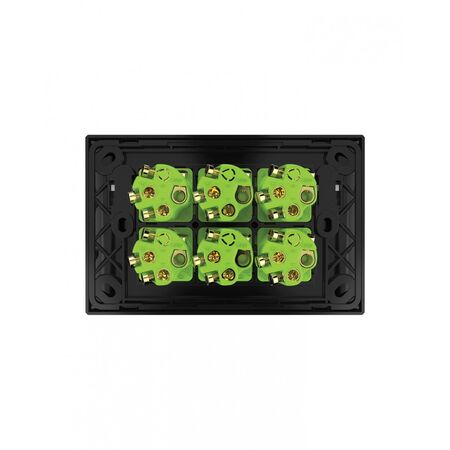 Snow Leopard - Switch Horizontalu00a06 Gang 16AX/20A 250V~, White Cover, White Grid  Black/Black x5 - SNSW6GBB