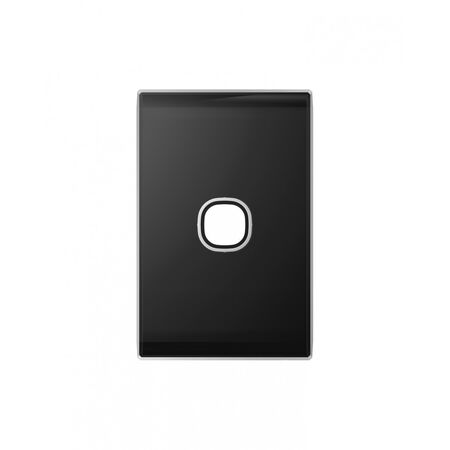 Snow Leopard - Switch Plate Vertical 1 Gang (Less Mech), White Cover, White Grid  Black/Black x10 - SNSWPV1GBB