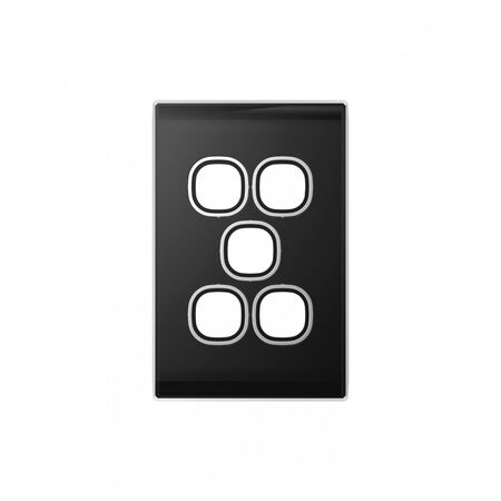 Snow Leopard - Switch Plate Vertical 5 Gang (Less Mech), White Cover, White Grid  White/White x10 - SNSWPV5GWW