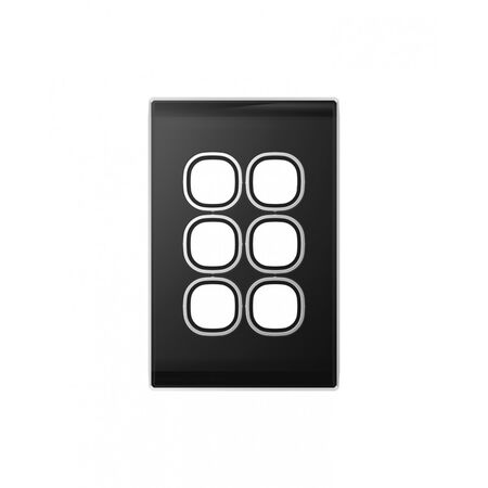 Snow Leopard - Switch Plate Vertical 6 Gang (Less Mech), White Cover, White Grid  White/White x10 - SNSWPV6GWW