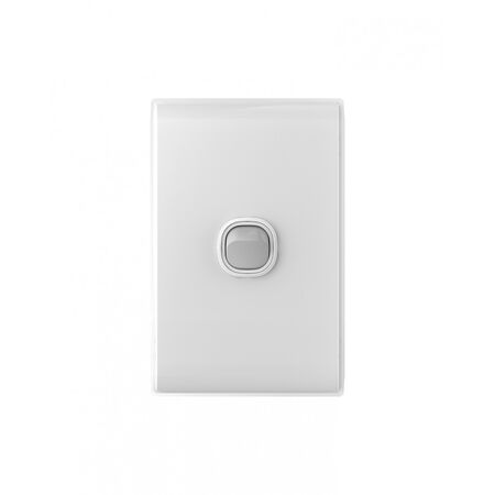 Snow Leopard -u00a0Switch Vertical 1 Gang 16AX/20A 250V~, White Cover, White Grid  White/Silver x10 - SNSWV1GWS