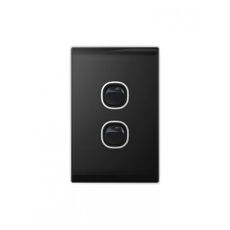 Snow Leopard - Switch Vertical 2 Gang 16AX/20A 250V~, White Cover, White Grid  Black/Black x10 - SNSWV2GBB