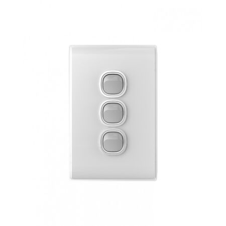 Snow Leopard - Switch Vertical 3 Gang 16AX/20A 250V~, White Cover, White Grid  White/Silver x10 - SNSWV3GWS