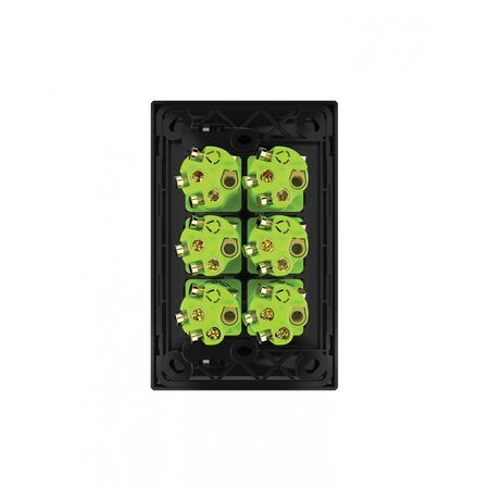 Snow Leopard -u00a0Switch Vertical 6 Gang 16AX/20A 250V~, White Cover, White Grid  Black/Black x5 - SNSWV6GBB