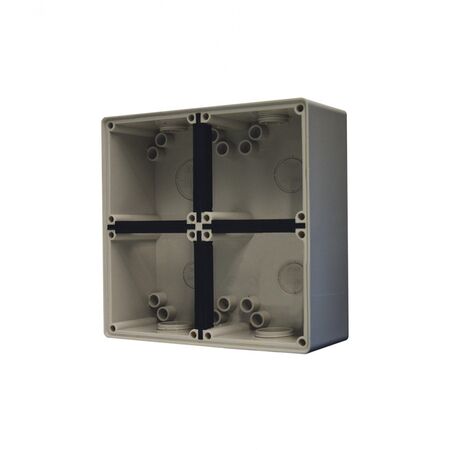 Buffalo -u00a0Enclosure Back Box 4 Gang with 2 x 32mm & 2 x 25mm Entries Chemical Resistant Grey  x1 - BUBB4GRG