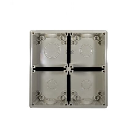 Buffalo -u00a0Enclosure Back Box 4 Gang with 2 x 32mm & 2 x 25mm Entries Chemical Resistant Grey  x1 - BUBB4GRG