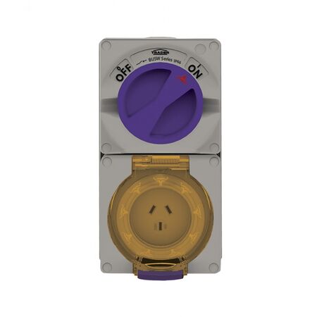Buffalo -u00a0Combination Switched Socket IP66 10A 250V 3 Flat Pin Chemical Resistant Grey  x1 - BUC310RG