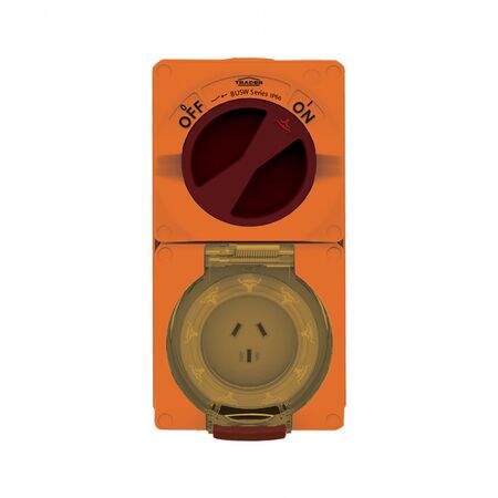 Buffalo -u00a0Combination Switched Socket IP66 10A 250V 3 Flat Pin Chemical Resistant Orange  x1 - BUC310RO