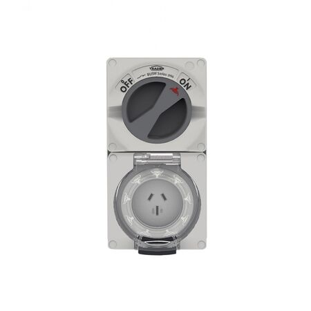 Buffalo -u00a0Combination Switched Socket IP66 15A 250V~ 3 Flat Pin, Less Enclosure  x1 - BUC315LE