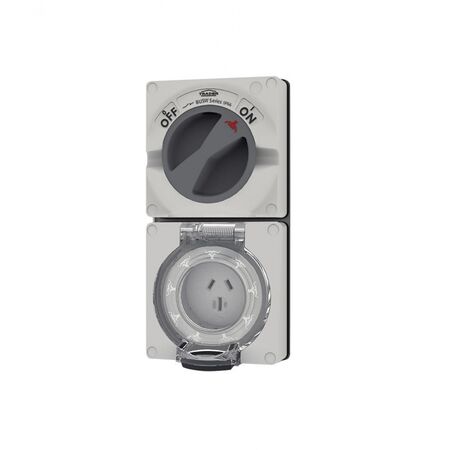 Buffalo -u00a0Combination Switched Socket IP66 15A 250V~ 3 Flat Pin, Less Enclosure  x1 - BUC315LE