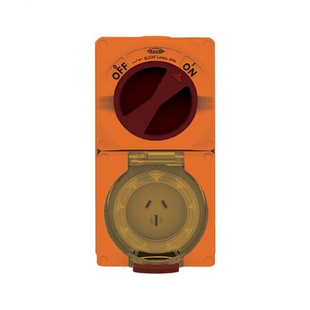 Buffalo -u00a0Combination Switched Socket IP66 15A 250V 3 Flat Pin Chemical Resistant Orange  x1 - BUC315RO