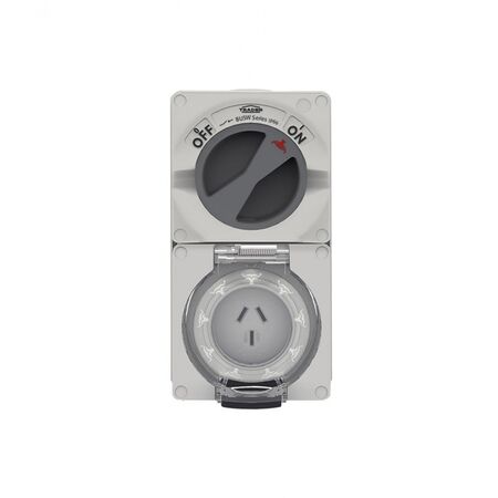Buffalo -u00a0Combination Switched Socket IP66 20A 250V~ 3 Flat Pin  x1 - BUC320F