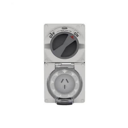 Buffalo -u00a0Combination Switched Socket IP66 20A 250V~ 3 Flat Pin, Less Enclosure  x1 - BUC320FLE