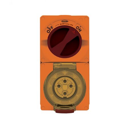 Buffalo -u00a0Combination Switched Socket IP66 10A 500V 4 Pin Chemical Resistant Orange  x1 - BUC410RO