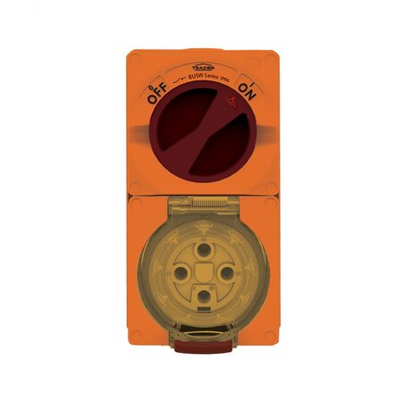 Buffalo -u00a0Combination Switched Socket IP66 32A 500V 4 Pin Chemical Resistant Orange  x1 - BUC432RO