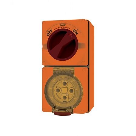 Buffalo -u00a0Combination Switched Socket IP66 40A 500V 4 Pin Chemical Resistant Orange  x1 - BUC440RO
