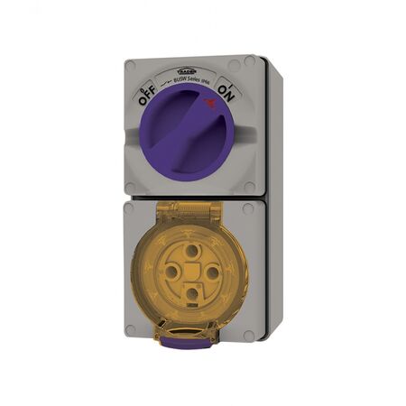 Buffalo -u00a0Combination Switched Socket IP66 50A 500V 4 Pin Chemical Resistant Grey  x1 - BUC450RG