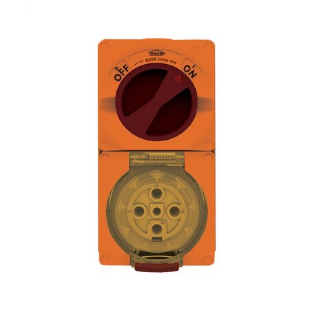 Buffalo -u00a0Combination Switched Socket IP66 40A 500V 5 Pin Chemical Resistant Orange  x1 - BUC532RO