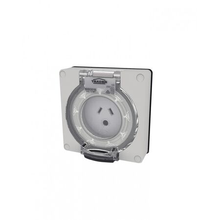 Buffalo -u00a0Socket IP66 10A 250V~ 2 Flat & 1 Round Pin, Less Enclosure  x1 - BUSO310LLE