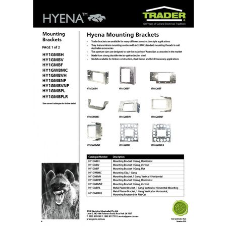 Mounting Bracket 1 Gang Vertical  x25 - HY1GMBVNP