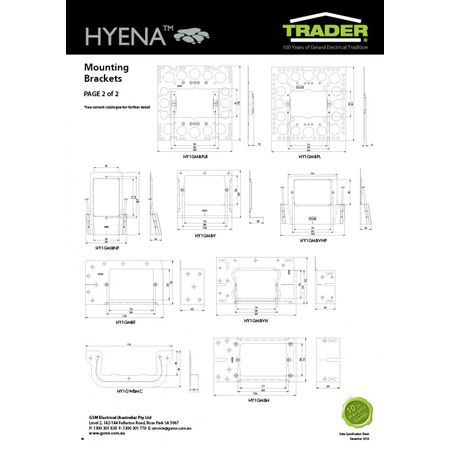 Mounting Bracket 1 Gang Vertical  x25 - HY1GMBVNP