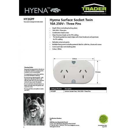 Surface Socket Twin 10A 250V~ Three Pins  x5 - HY2GPP