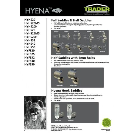 Half Saddle 20mm with 5mm Diameter Fastener Hole  x100 - HYHS20M5