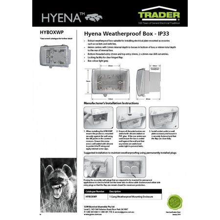 1 Gang Weatherproof Mounting Enclosure  x10 - HYBOXWP