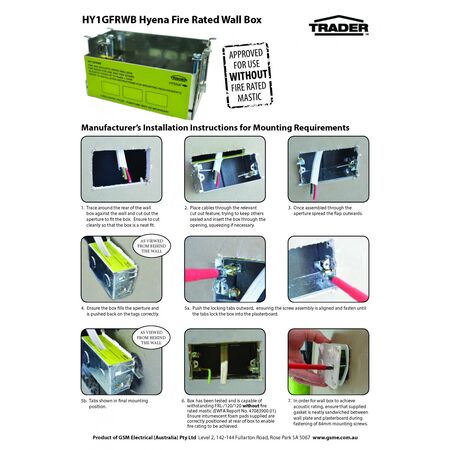 Fired Rated Wall Box  x10 - HY1GFRWB
