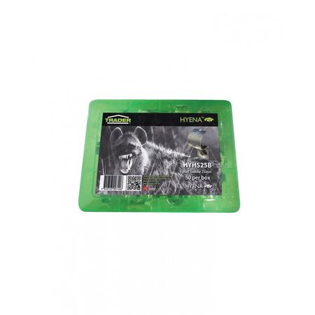 Hyena -u00a0Half Saddle 25mm - plastic box of 50 saddles  x50 - HYHS25B
