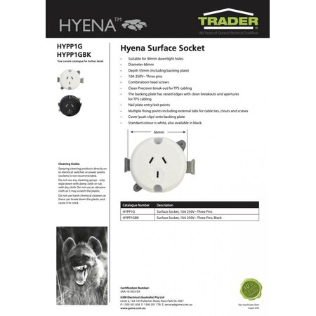 Surface Socket 10A 250V~ Three Pins  White x10 - HYPP1G