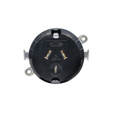 Hyena - Surface Socket, 250V, 10A, Three Pins, Small "Easy Grip". Pin Locating Ribs  Green x10 - HYPP1GS