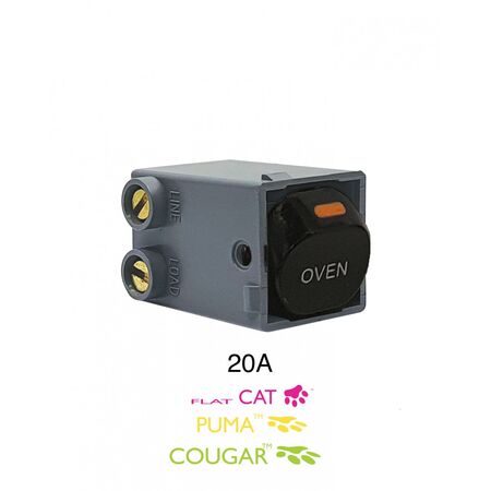 Meerkat -u00a0Double Pole Switch Mechanism 20A 250V~ (Labelled OVEN)  Black  x1 - MESWDP20OVENBK