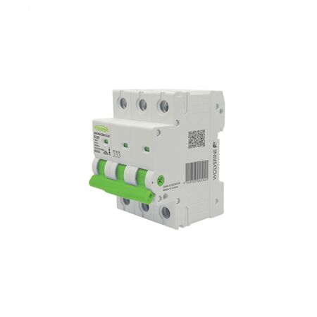 Wolverine -u00a0MCB Miniature Circuit Breaker 6kA 3 Pole 20 Amp C Curve 400V 415V ac 3 Module  x4 - WOMCB6320